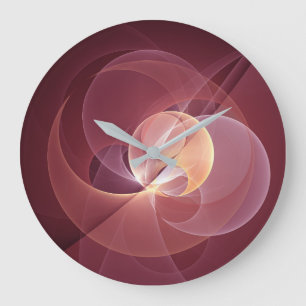 Relógio Grande Movimento Abstrato Moderno Vinho Vermelho Cor-de-r