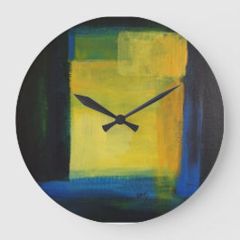 Relógio Grande ""Movimento" Azul e Amarelo redondo (Grande) Relóg