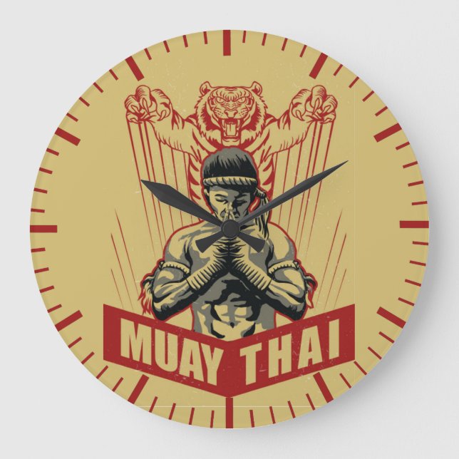 Relógio Grande Muay Thai Martial Arts Dormindo Tiger Dojo (Frente)