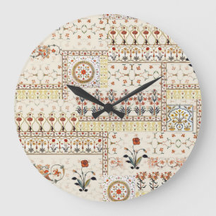 Relógio Grande Mughal Floral Paisley: Elegância Digital Étnica.