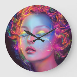 Relógio Grande Mulher alienígena com cabelo cósmico