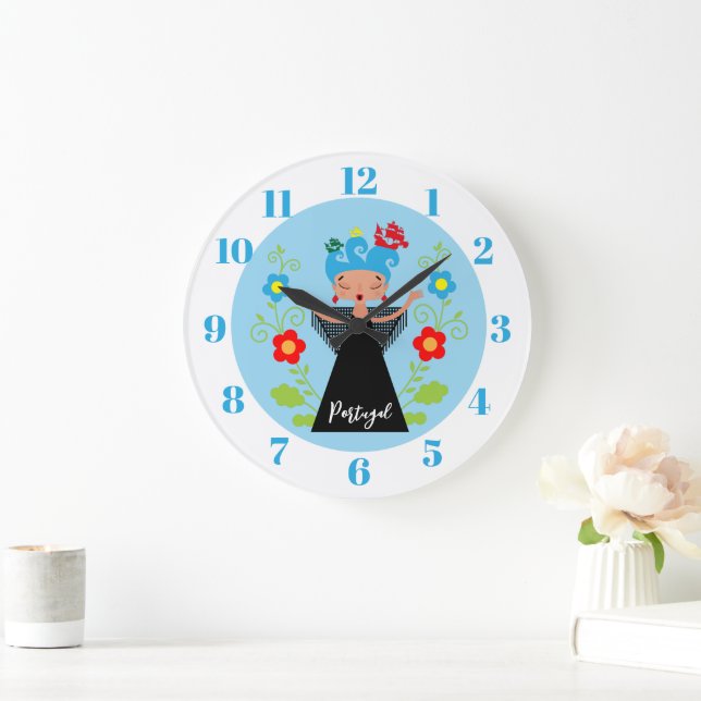 Relógio Grande Mulher fada cantora de caravela portuguesa (Lar)