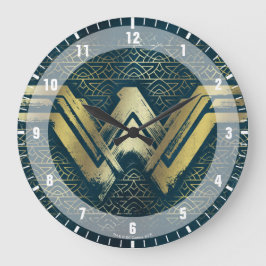 Relógio Grande Mulher Maravilha - Símbolo Dourado escovado