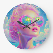 Mulher Neon Glamorosa com Óculos Espumantes