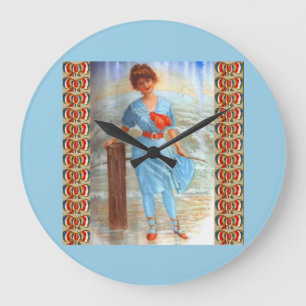 Relógio Grande Mulher vitoriana de 1890 na praia