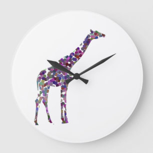 Relógio Grande Multi-coloured spotted Giraffe Large Clock