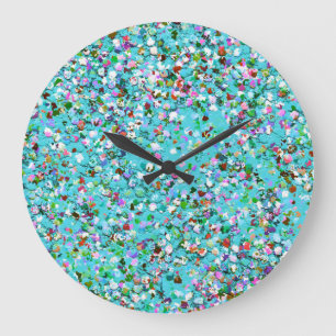 Relógio Grande Multicolor Mosaic Modern Grit Glitter #7