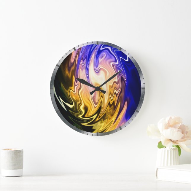 Relógio Grande Multicores líquidas giratórias abertas (Lar)