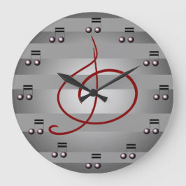 Relógio Grande Música Musical Notes Treble Clef Musicians Clock