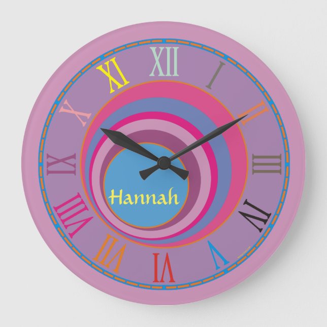 Relógio Grande Músicas giratórias bonito personalizadas círculos  (Frente)