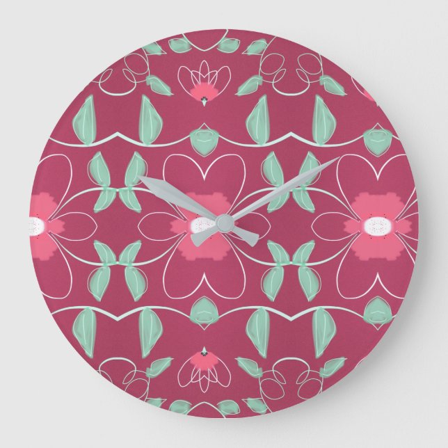 Relógio Grande Na moda Clock Com Rosa E Pinks (Frente)
