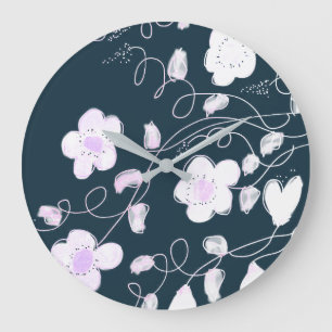 Relógio Grande Na moda Clock Em Branco E Azul