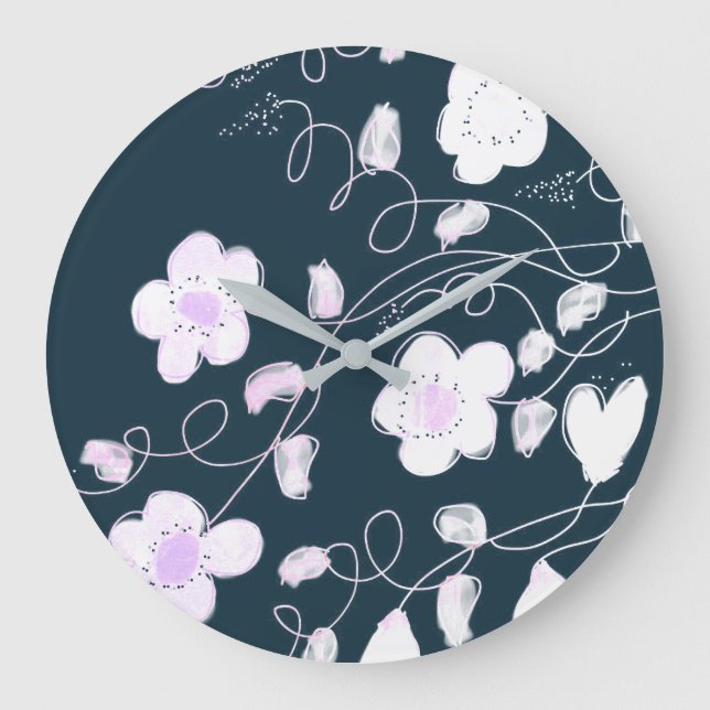 Relógio Grande Na moda Clock Em Branco E Azul (Frente)