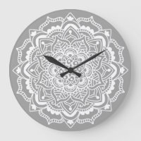 Na moda Moderna Cinza Branca Boho Bohemian Mandala