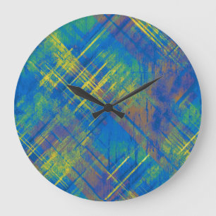 Relógio Grande Na moda Xadrez Distante Verificar Azul, verde, ama