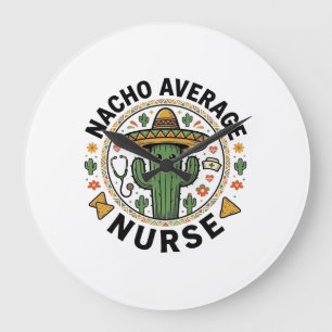 Relógio Grande Nacho Average Nurse Cactus Fiesta Camisa Design_1