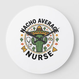 Relógio Grande Nacho Average Nurse Cactus Fiesta Camisa Design_1