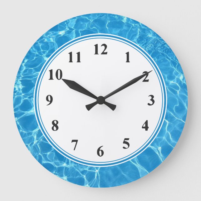 Relógio Grande Nadador Aqua Azul Tropical Ocean Beach Theme Clock (Frente)