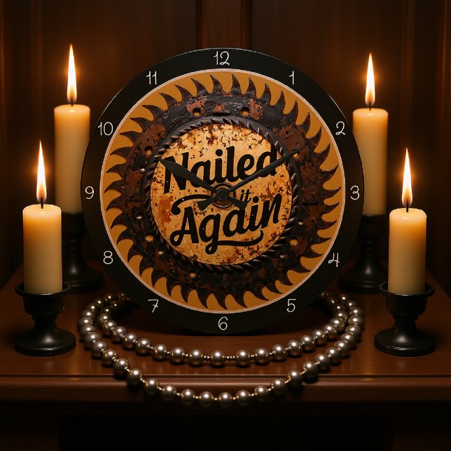 Relógio Grande Nailed It Again Saw Blade Clock Orange Base (Criador carregado)