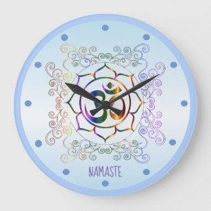 Relógio Grande Namaste Aum (Om) Lotus Prismatic Ornamental