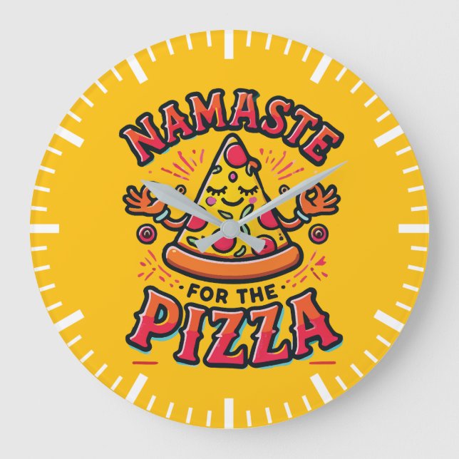 Relógio Grande Namaste for Pizza - Yoga Engraçado (Frente)