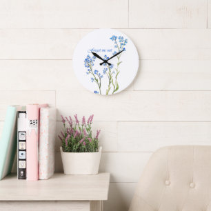 Relógio Grande Não me esqueças Flor de Jardim Personalizada Aquar