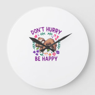 Relógio Grande Não se Apresse Seja Feliz Cute Sloth Preguiçoso Ma