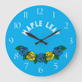 Relógio Grande Narrowboat Folart Blue Rosa Large Clock