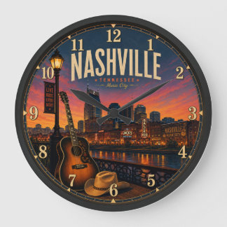 Relógio Grande Nashville Tennessee Music City Broadway Sunset