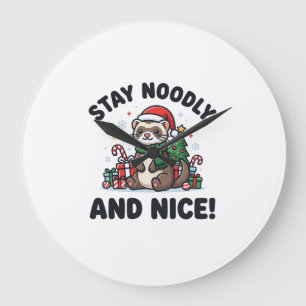 Relógio Grande Natal de Furão Engraçado Fique Noodly e Simpático