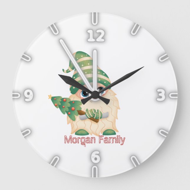 Relógio Grande Natal do Nórdico Gnomo Pine (Frente)