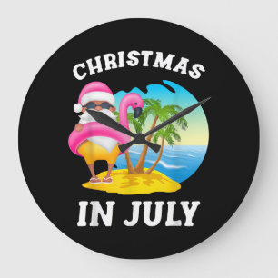 Relógio Grande Natal Em Julho Papais noeis Flamingo Piscina Verã