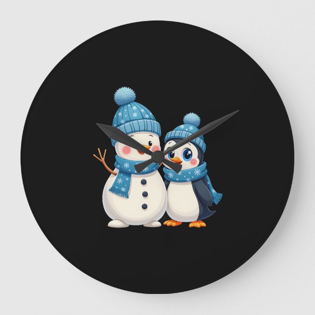 Relógio Grande Natal Feliz Natal Para Presente Pinguim Boneco de  (Frente)