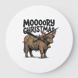 Relógio Grande Natal Moooory Vaca das Terras Altas da Escócia Gra