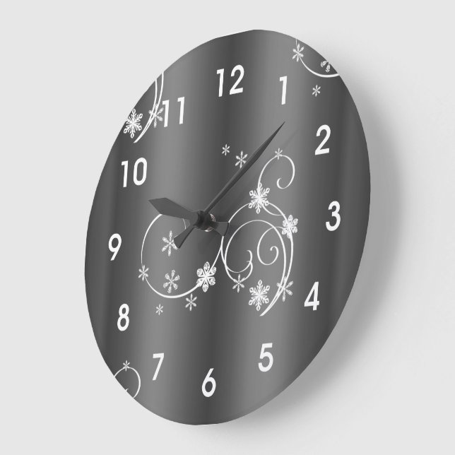 Relógio Grande Natal para Cinzas metálicas (Ângulo)