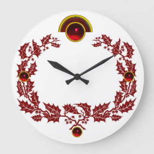 RELÓGIO GRANDE NATAL VERMELHO CRUZADO COM BURACOS E RUBAS