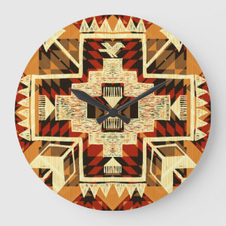 Relógio Grande Nativo Americano, Abstrato Vintage desenhado à Mão