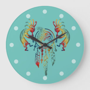 Relógio Grande Nativo americano Kokopelli Whale Dreamcatcher 1