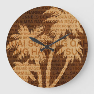 Relógio Grande Navegando no Havaí Palm Trees Faux Wood Clock