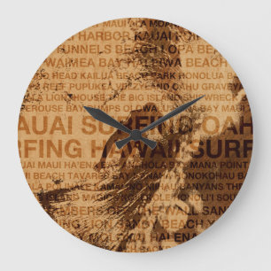 Relógio Grande Navegando no Havaí, Sala Verde Faux Wood Clock
