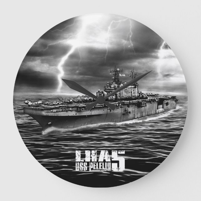 Relógio Grande Navio de assalto anfíbio Peleliu Aif wallclock (Frente)