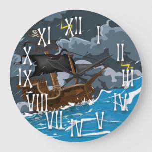 Relógio Grande Navio de pirata na tempestade