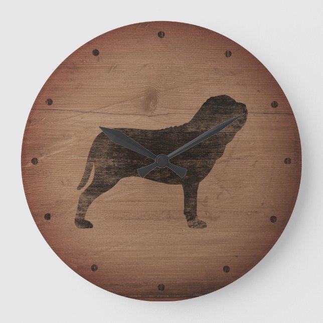Relógio Grande Neapolitan Mastiff Silhouette Rustic (Frente)