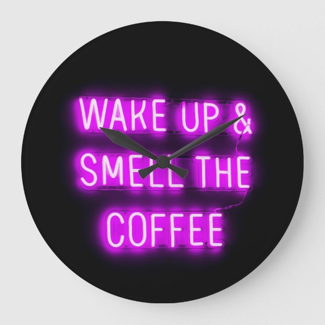 RELÓGIO GRANDE NEON COFFEE WALL CLOCK ACORDAR UP CHELL CAFÉ (Frente)