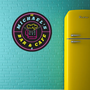 Relógio Grande Neon Sign Personalizado Coffee Bar