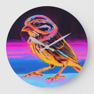 Relógio Grande Neon Sparrow com Acentos Brilhantes