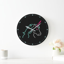 Relógio Grande Neon Unicorn Large Clock