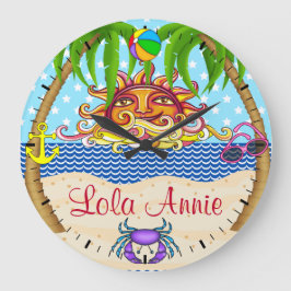 Relógio Grande New Beach Sun Ocean Wall Clock 4 - SRF