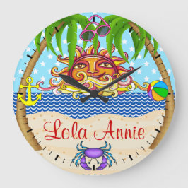 Relógio Grande New Beach Sun Ocean Wall Clock 5 - SRF