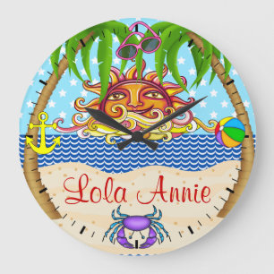 Relógio Grande New Beach Sun Ocean Wall Clock 5 - SRF